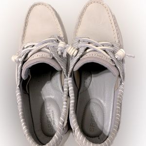 Gray Sperry boat shoes